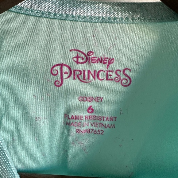 Disney Princess Mint Green Silky Nightgown Girls Size 6 - Picture 5 of 8